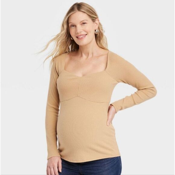 Corsetry Rib Maternity Top - Isabel Maternity by Ingrid & Isabel - Picture 1 of 4